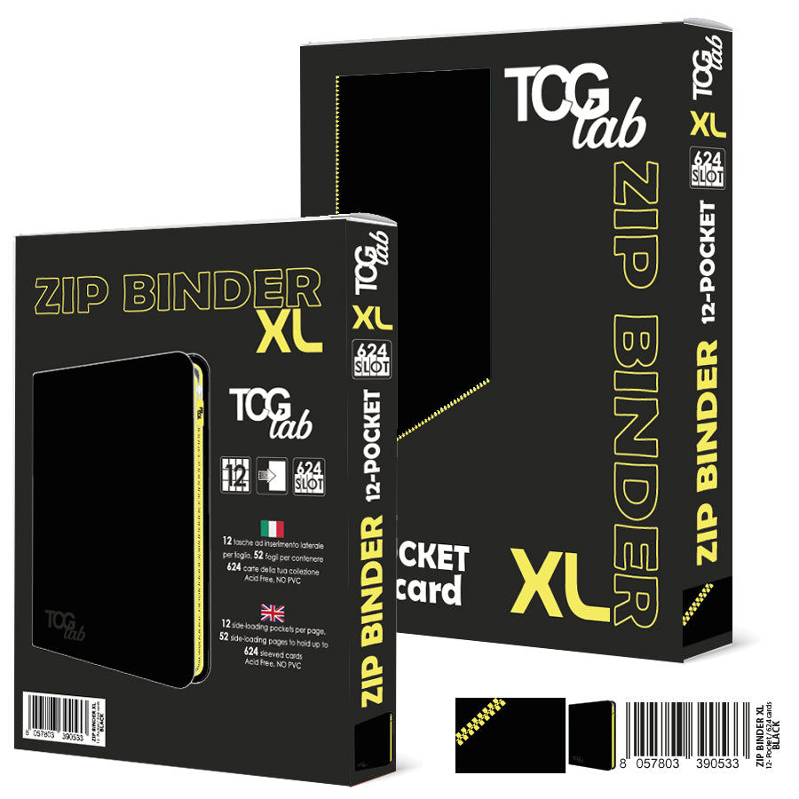 12-Pocket Trading Raccoglitore con zip XL - 624 slot NERO ZIP GIALLA