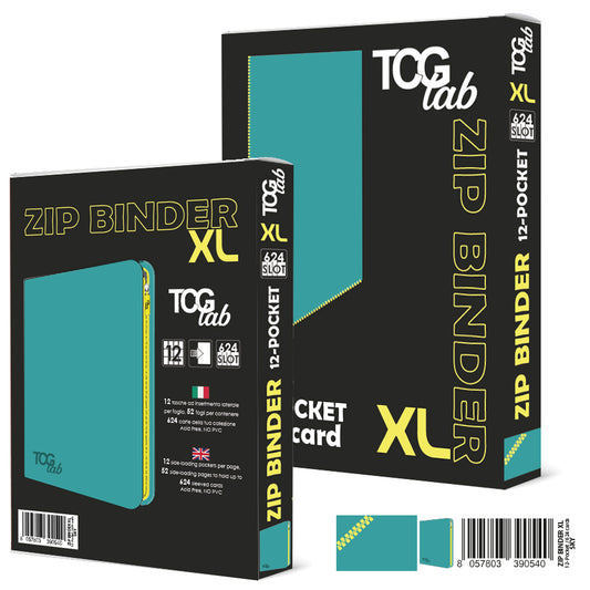12-Pocket Trading Raccoglitore con zip XL - 624 slot NERO ZIP GIALLA
